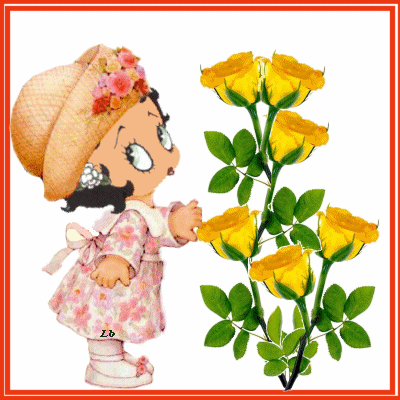 Petite Betty aime les roses jaunes !